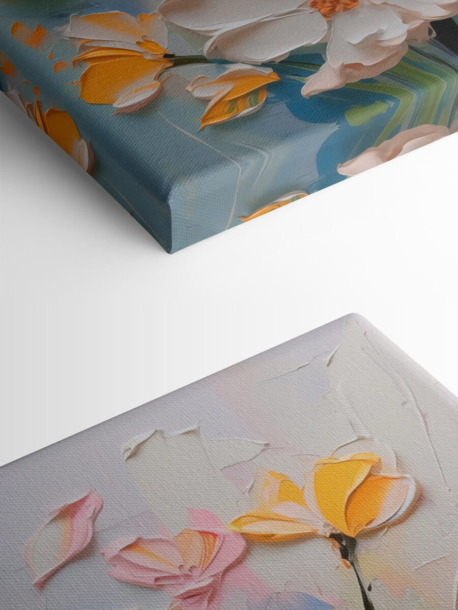 Schilderij van bloemen op een muur