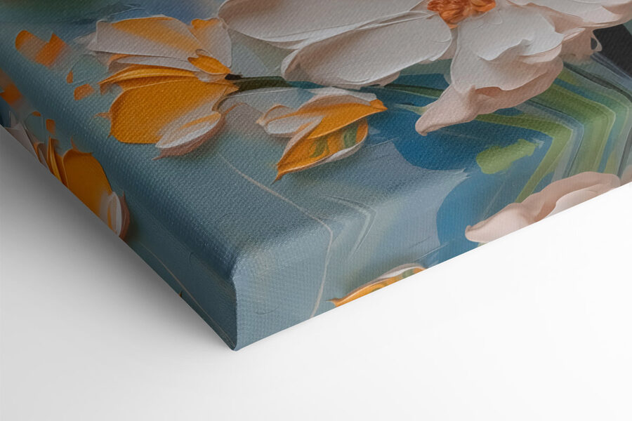 Schilderij van bloemen op een muur