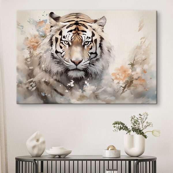 Tijger met bloemen op de achtergrond Tijger met bloemen op de achtergrond
