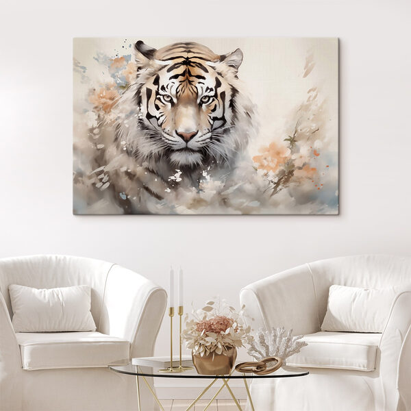 Tijger met bloemen op de achtergrond Tijger met bloemen op de achtergrond
