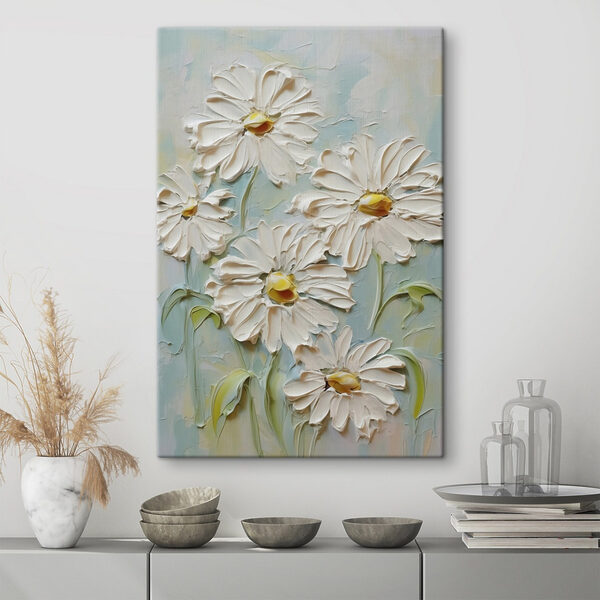 Schilderij van witte bloemen Schilderij van witte bloemen