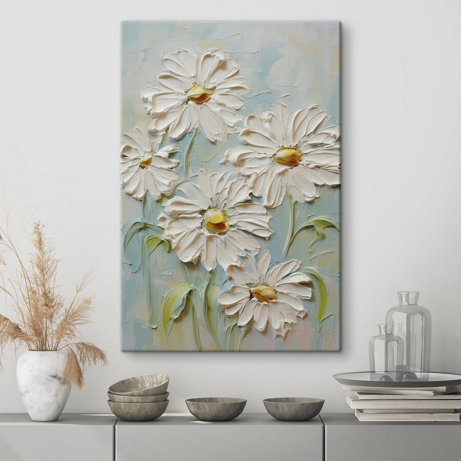 Schilderij van witte bloemen