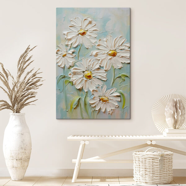 Schilderij van witte bloemen Schilderij van witte bloemen