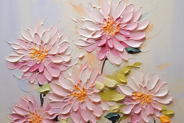 Schilderij van bloemen op een wit oppervlak Schilderij van bloemen op een wit oppervlak