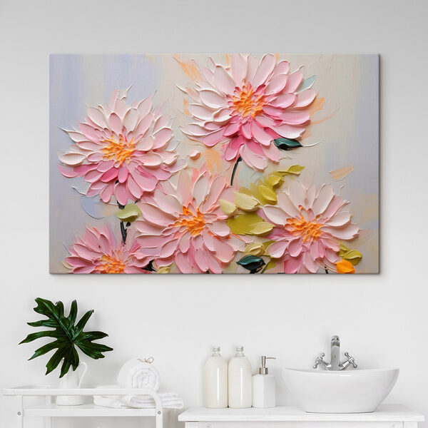 Schilderij van bloemen op een wit oppervlak Schilderij van bloemen op een wit oppervlak
