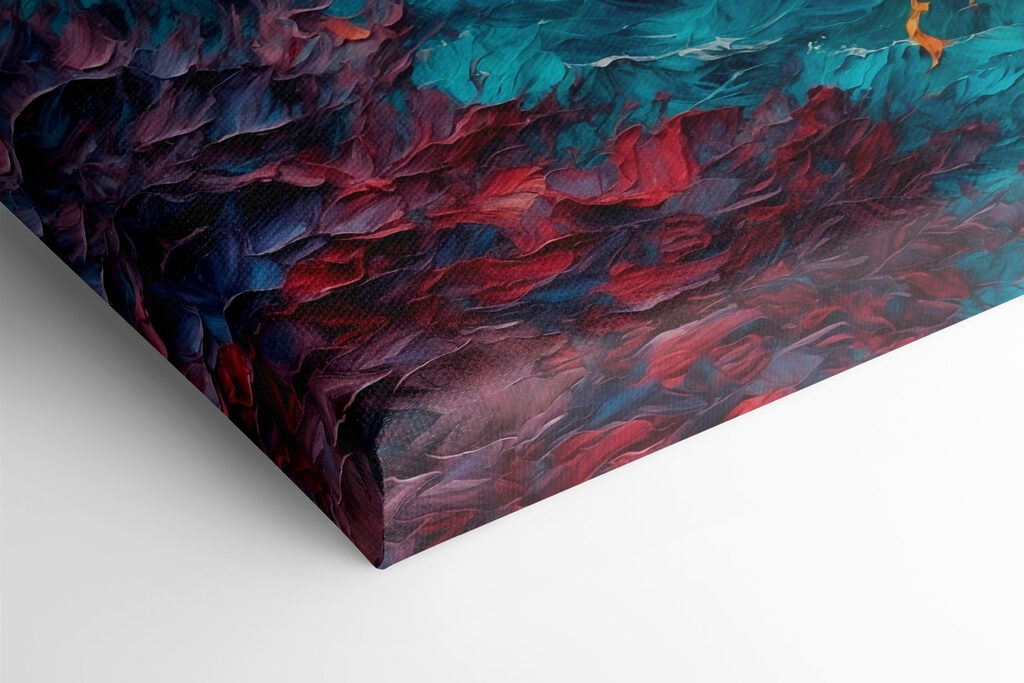 Painting of a boat in the ocean