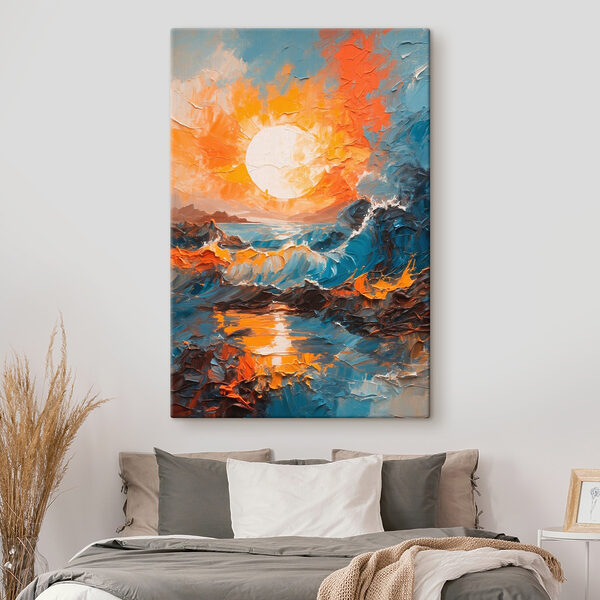 Schilderij van een zonsondergang boven zee Schilderij van een zonsondergang boven zee