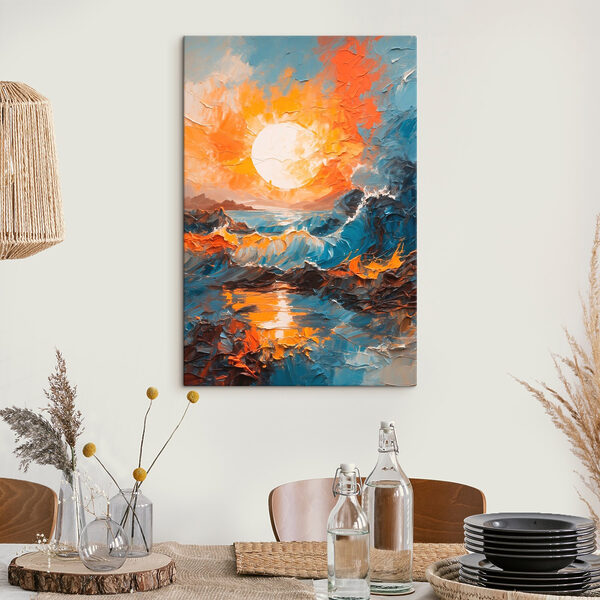 Schilderij van een zonsondergang boven zee Schilderij van een zonsondergang boven zee