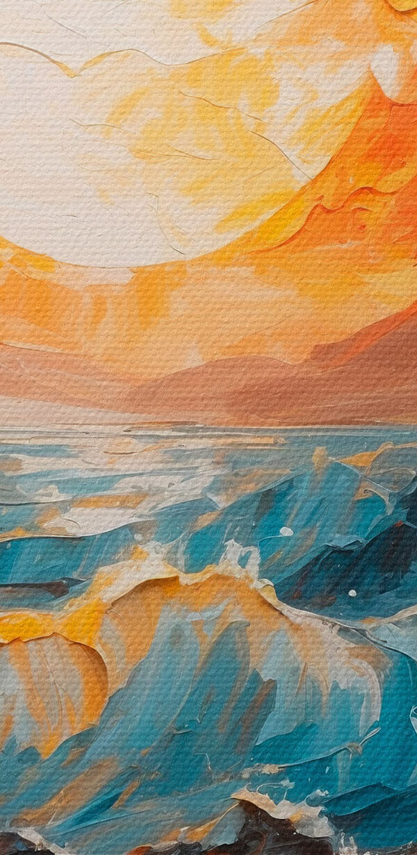 Schilderij van een zonsondergang boven zee Schilderij van een zonsondergang boven zee