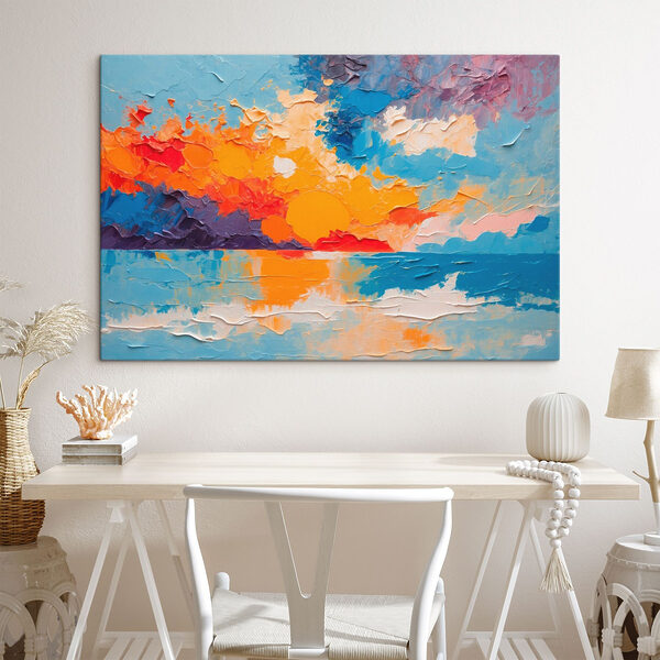 Schilderij van een zonsondergang over water Schilderij van een zonsondergang over water
