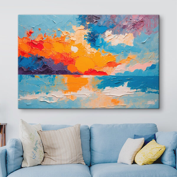 Schilderij van een zonsondergang over water Schilderij van een zonsondergang over water