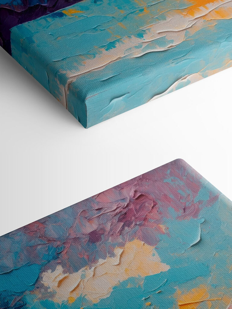 Painting of a sunset over water Painting of a sunset over water