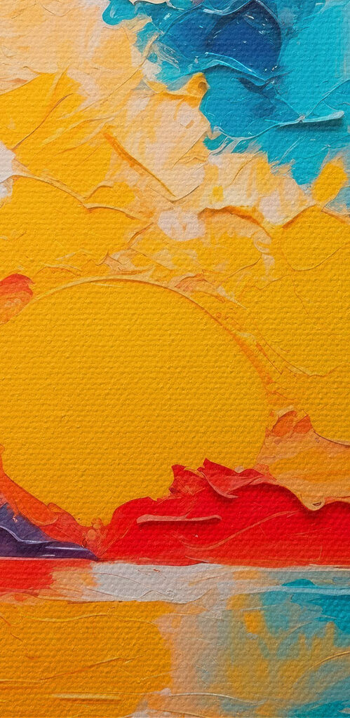 Painting of a sunset over water Painting of a sunset over water