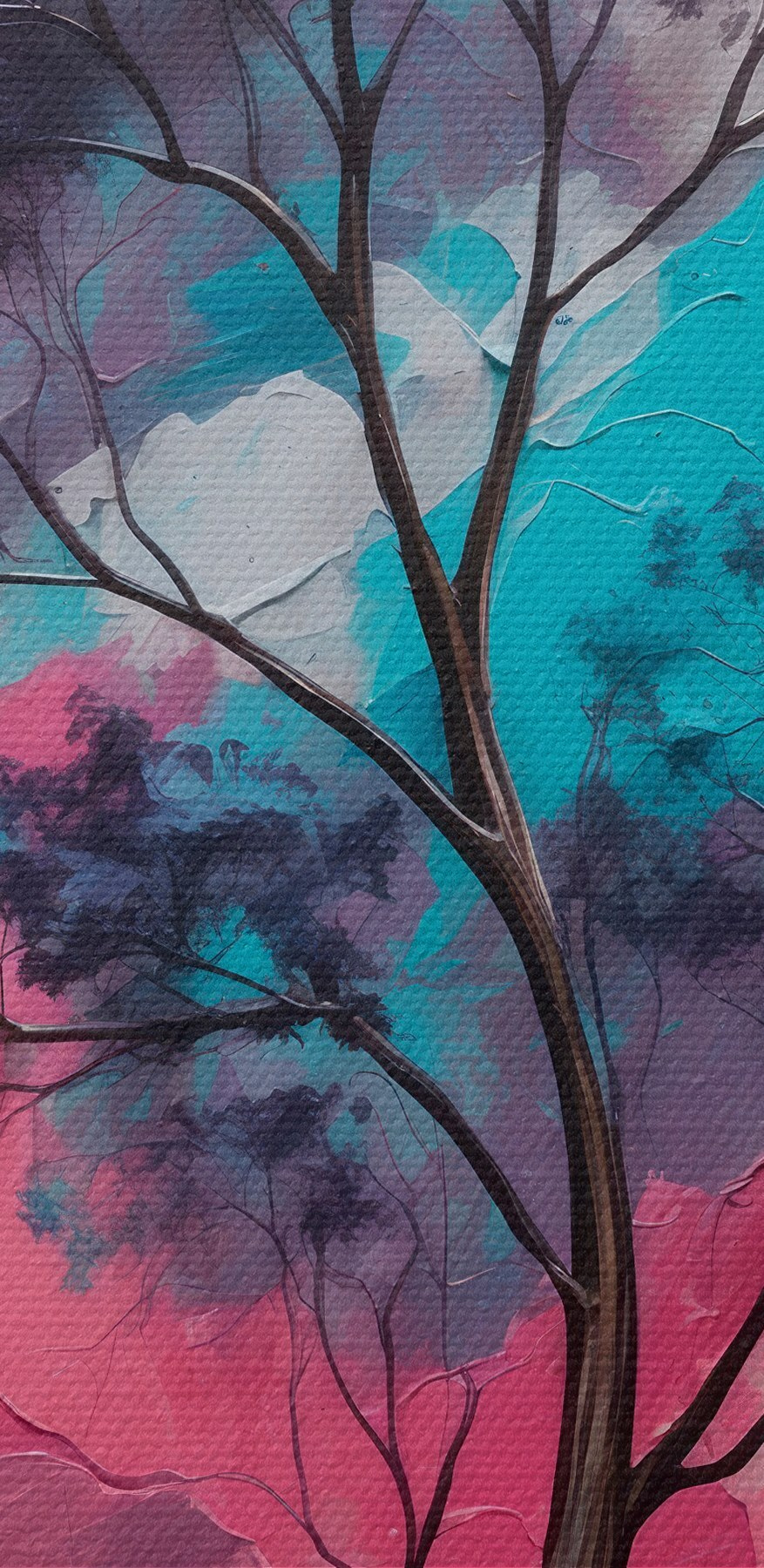 Schilderij van een boom met verschillende kleuren Schilderij van een boom met verschillende kleuren