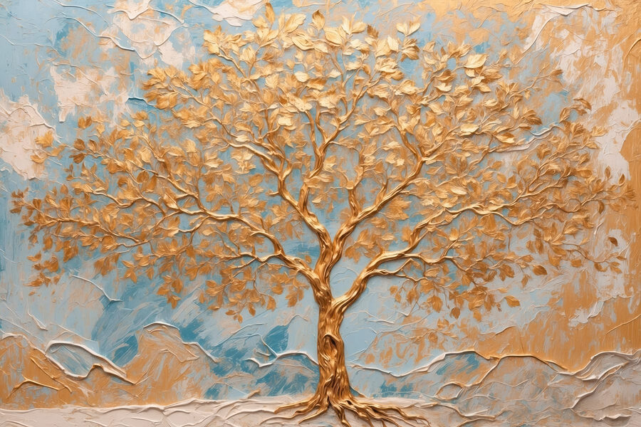 Majestueuze boom tegen rustige achtergrond Majestueuze boom tegen rustige achtergrond