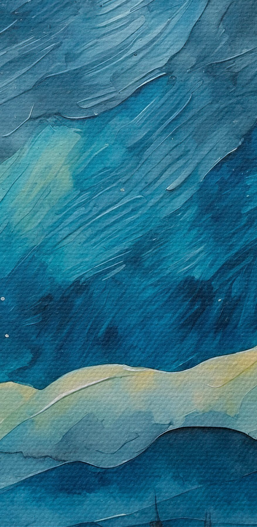 Aquarel van een stad bij nacht