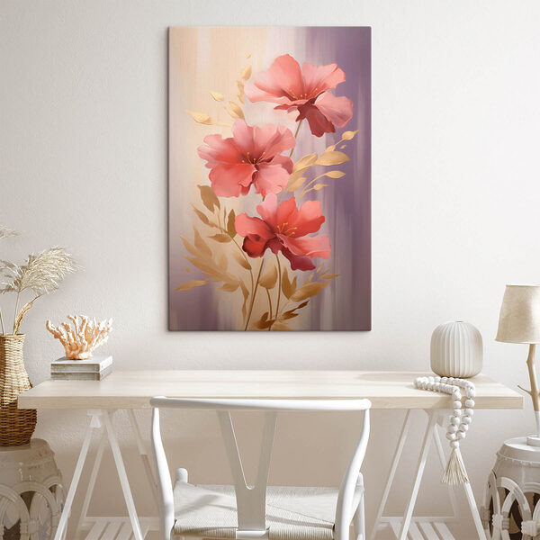 Schilderij van roze bloemen Schilderij van roze bloemen