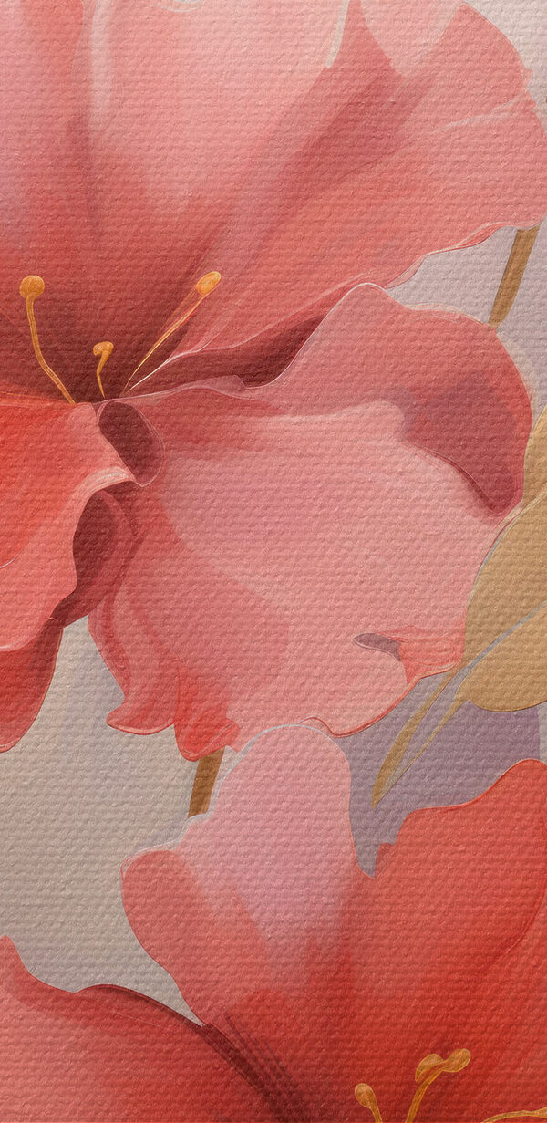 Schilderij van roze bloemen Schilderij van roze bloemen