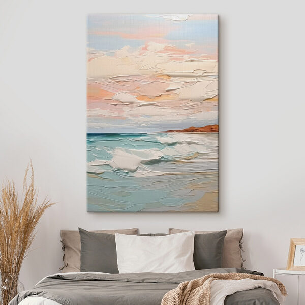 Schilderij van een strand en oceaan Schilderij van een strand en oceaan