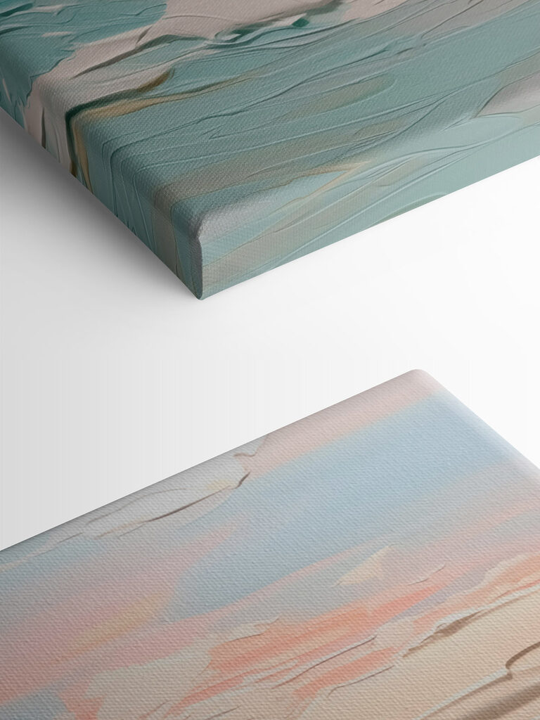 Painting of a beach and ocean