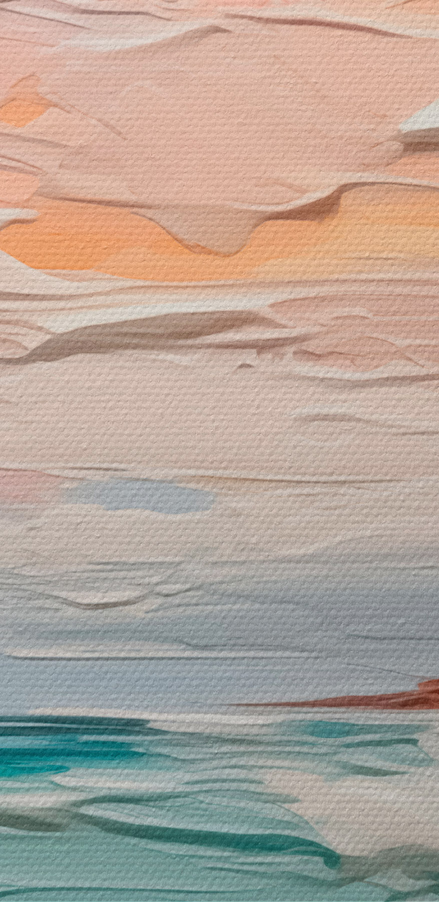 Schilderij van een strand en oceaan