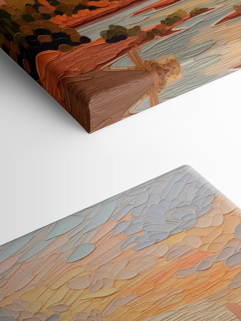 Painting of a river and trees