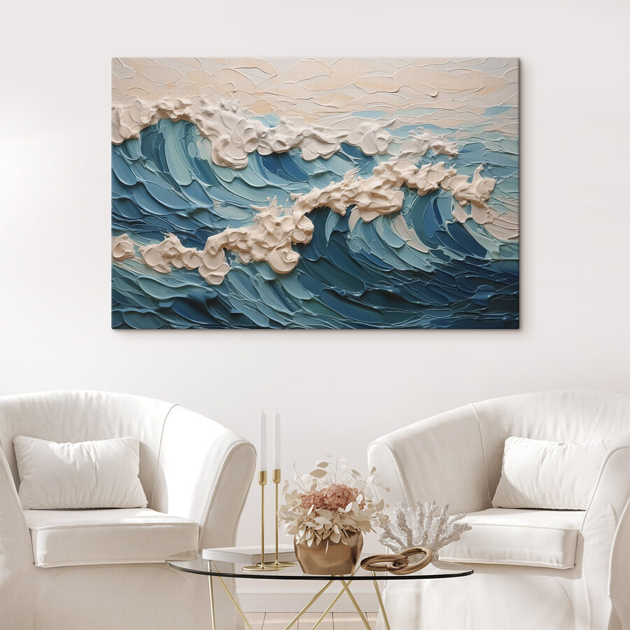 Schilderij van golven en wolken Schilderij van golven en wolken