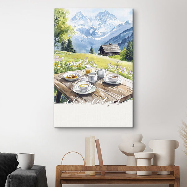 Tafel met eten erop en een huis op de achtergrond Tafel met eten erop en een huis op de achtergrond