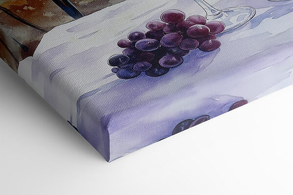 Aquarel van wijnglazen en druiven op een tafel Aquarel van wijnglazen en druiven op een tafel