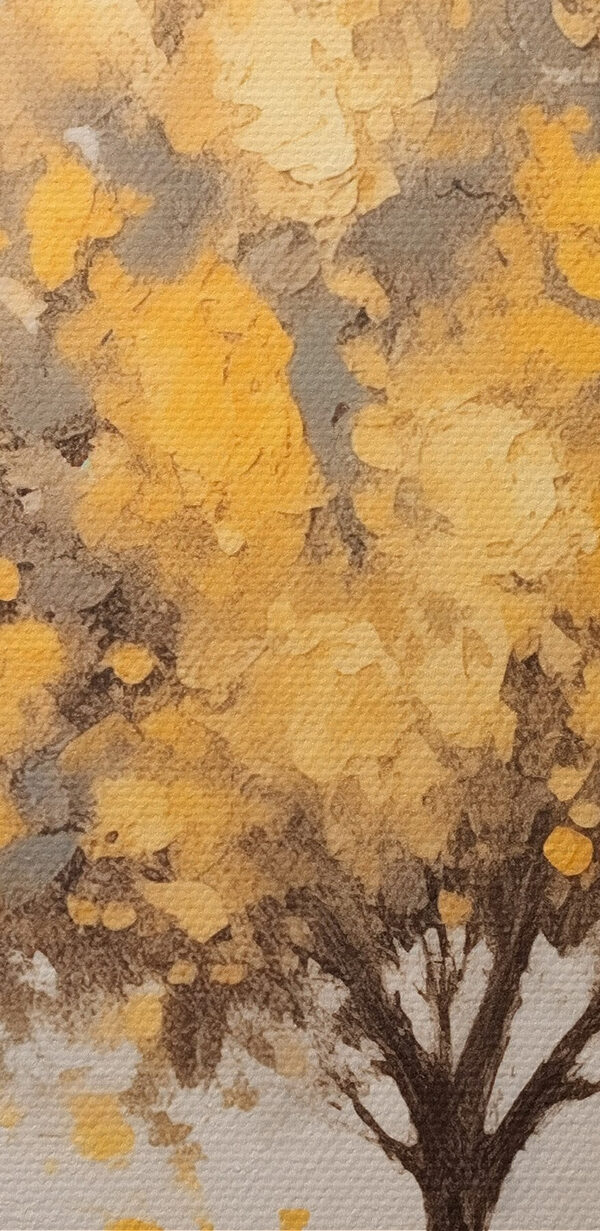 Schilderij van een boom met gele bladeren Schilderij van een boom met gele bladeren