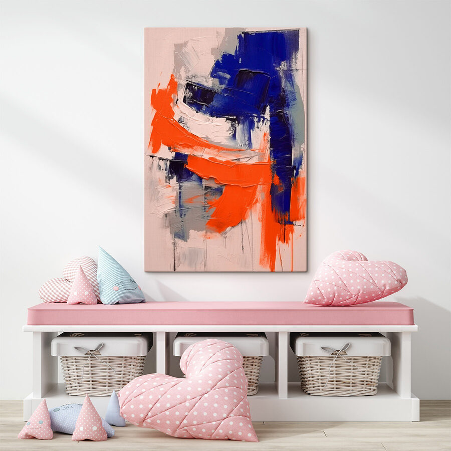 Schilderen met blauwe en oranje verf Schilderen met blauwe en oranje verf