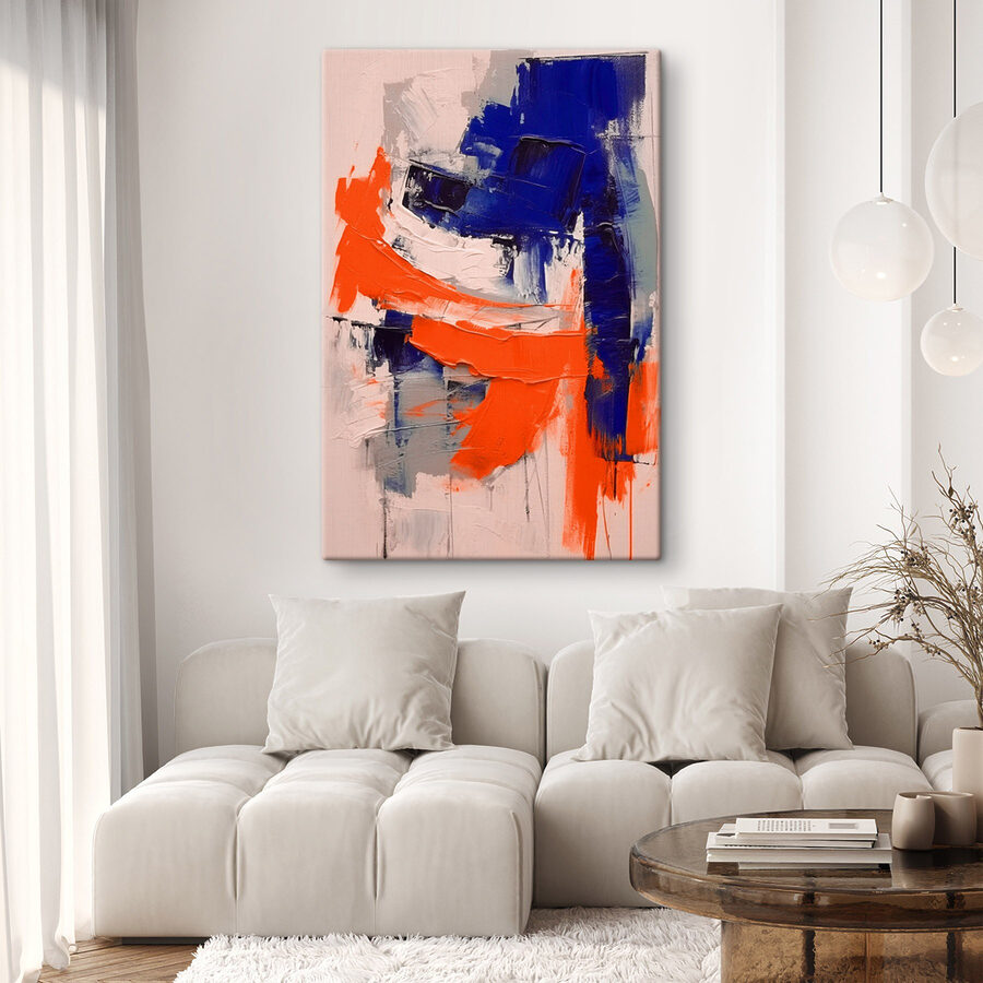 Schilderen met blauwe en oranje verf Schilderen met blauwe en oranje verf