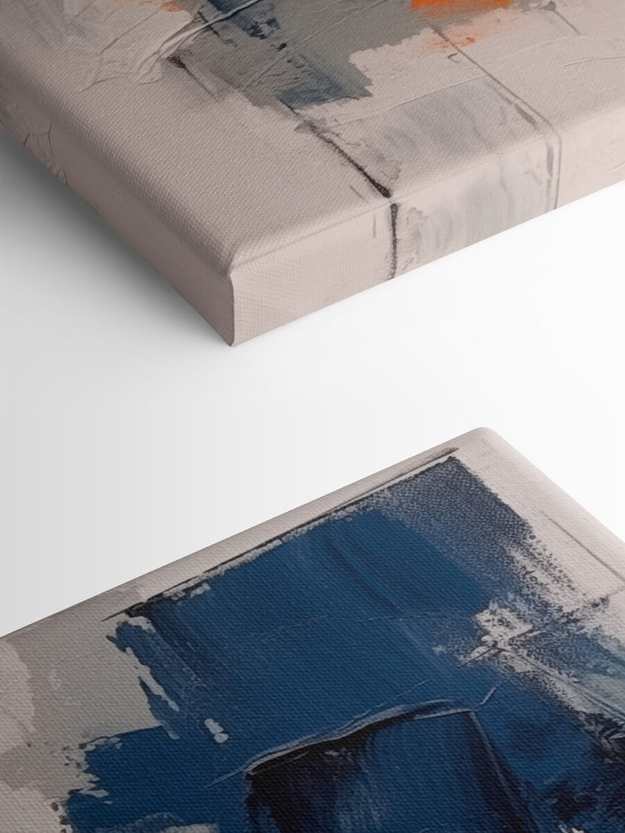 Schilderen met blauwe en oranje verf Schilderen met blauwe en oranje verf