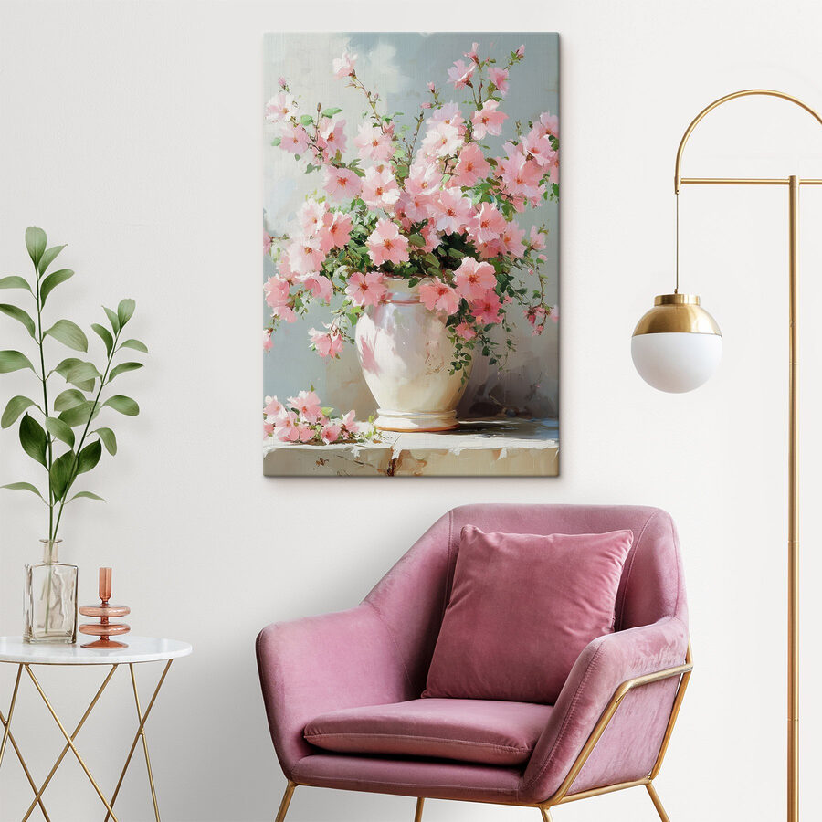 Vaas met roze bloemen