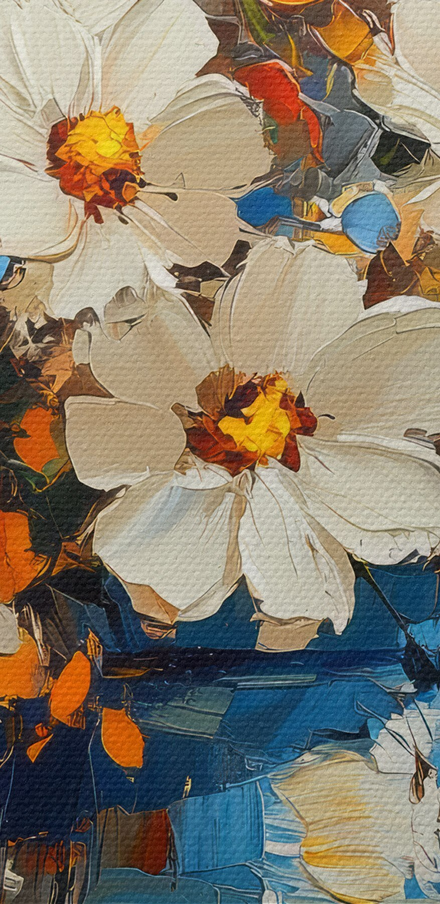 Schilderij van bloemen in een blauwe vaas Schilderij van bloemen in een blauwe vaas