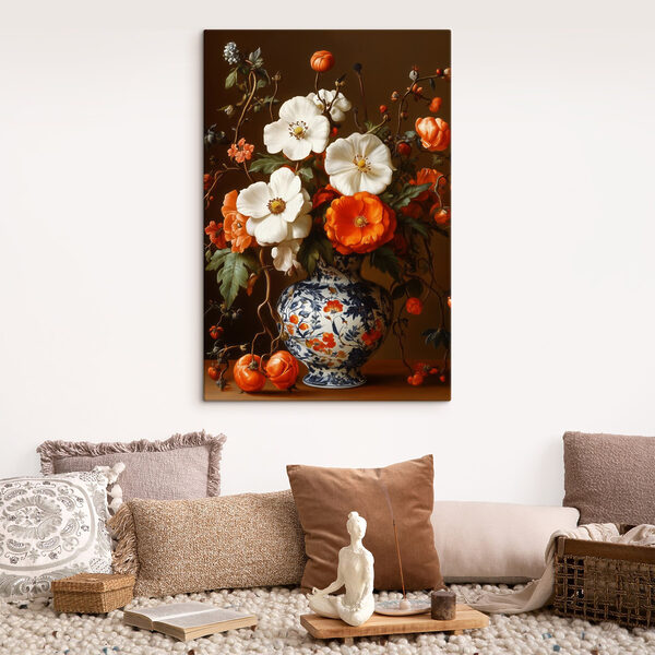 Schilderij van bloemen in een vaas Schilderij van bloemen in een vaas