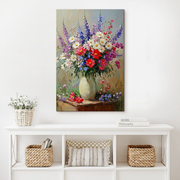 Schilderij van een vaas met bloemen Schilderij van een vaas met bloemen