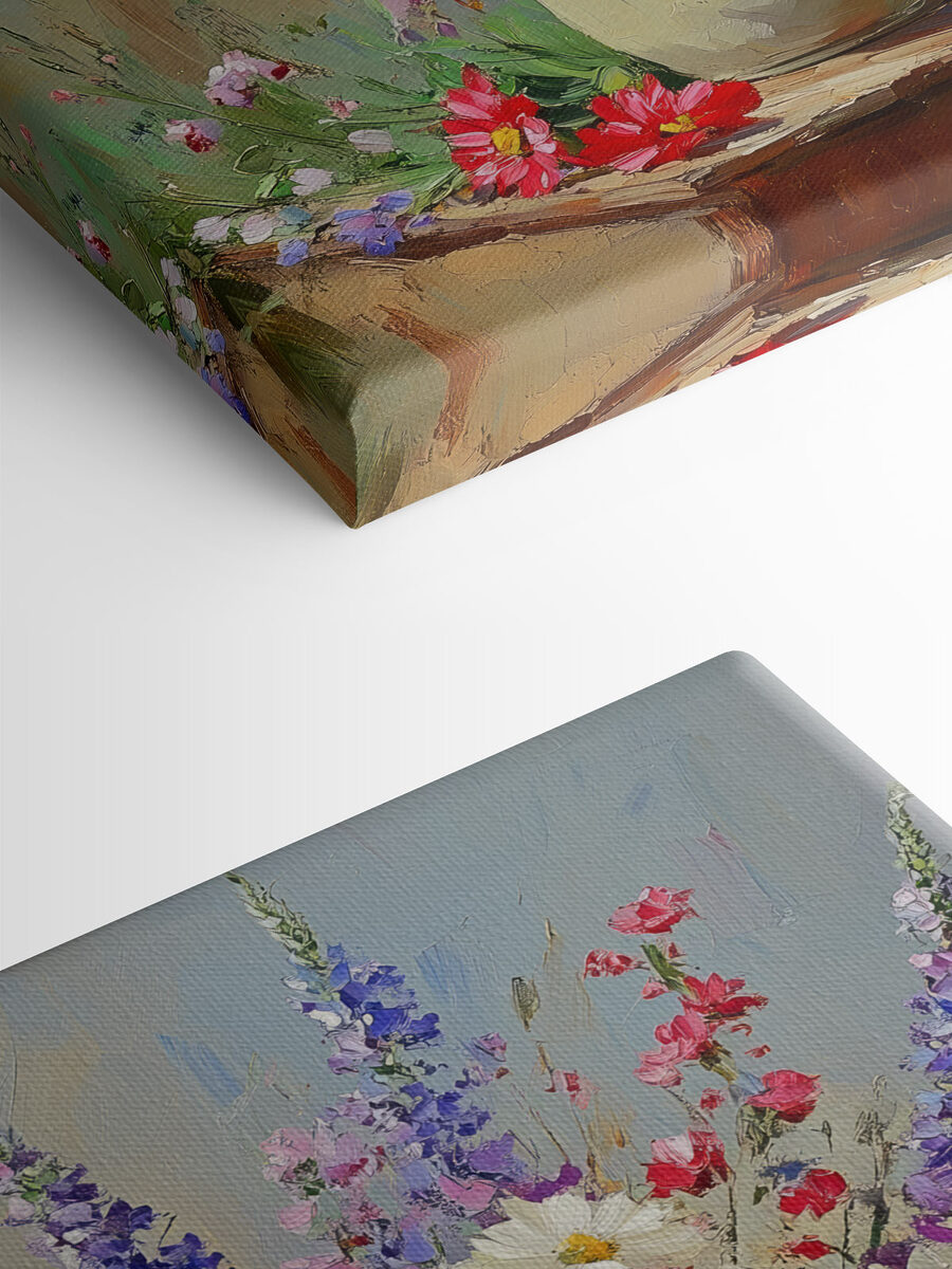 Schilderij van een vaas met bloemen