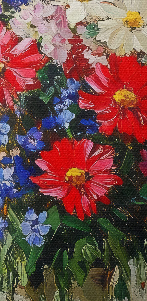 Schilderij van een vaas met bloemen Schilderij van een vaas met bloemen