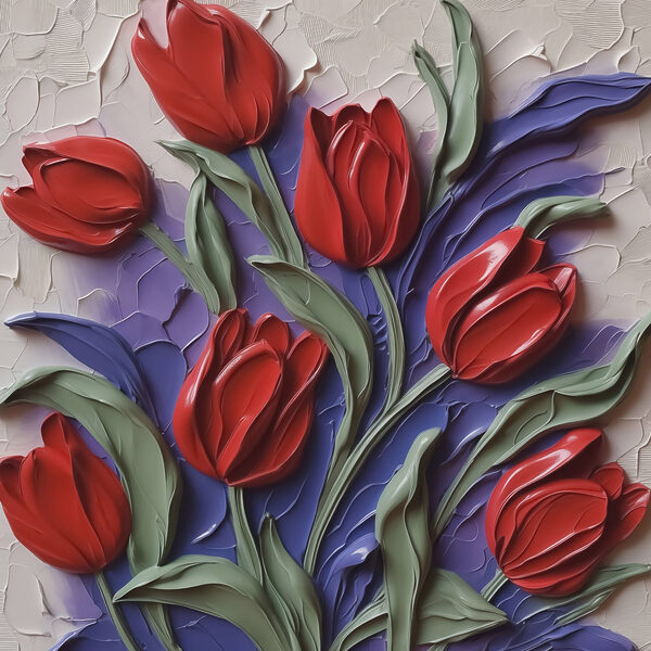 Schilderij van rode bloemen Schilderij van rode bloemen
