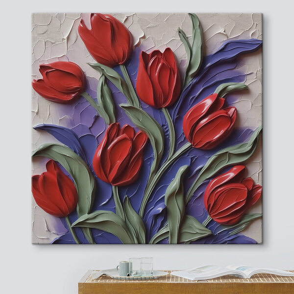 Schilderij van rode bloemen Schilderij van rode bloemen