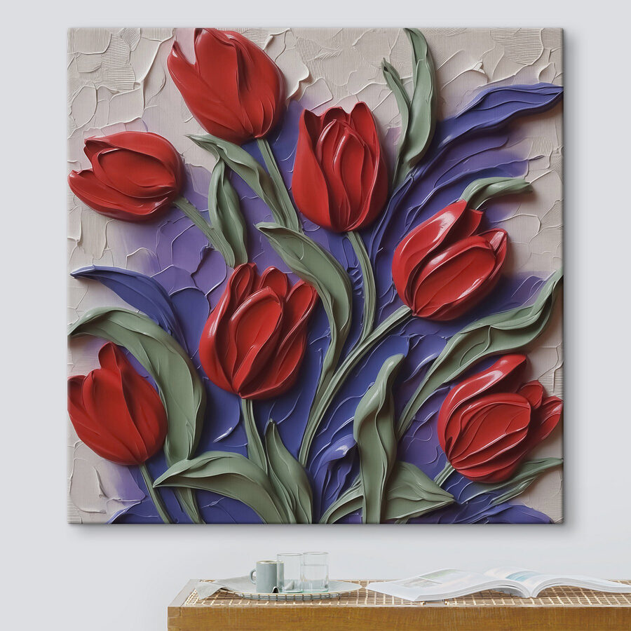 Schilderij van rode bloemen