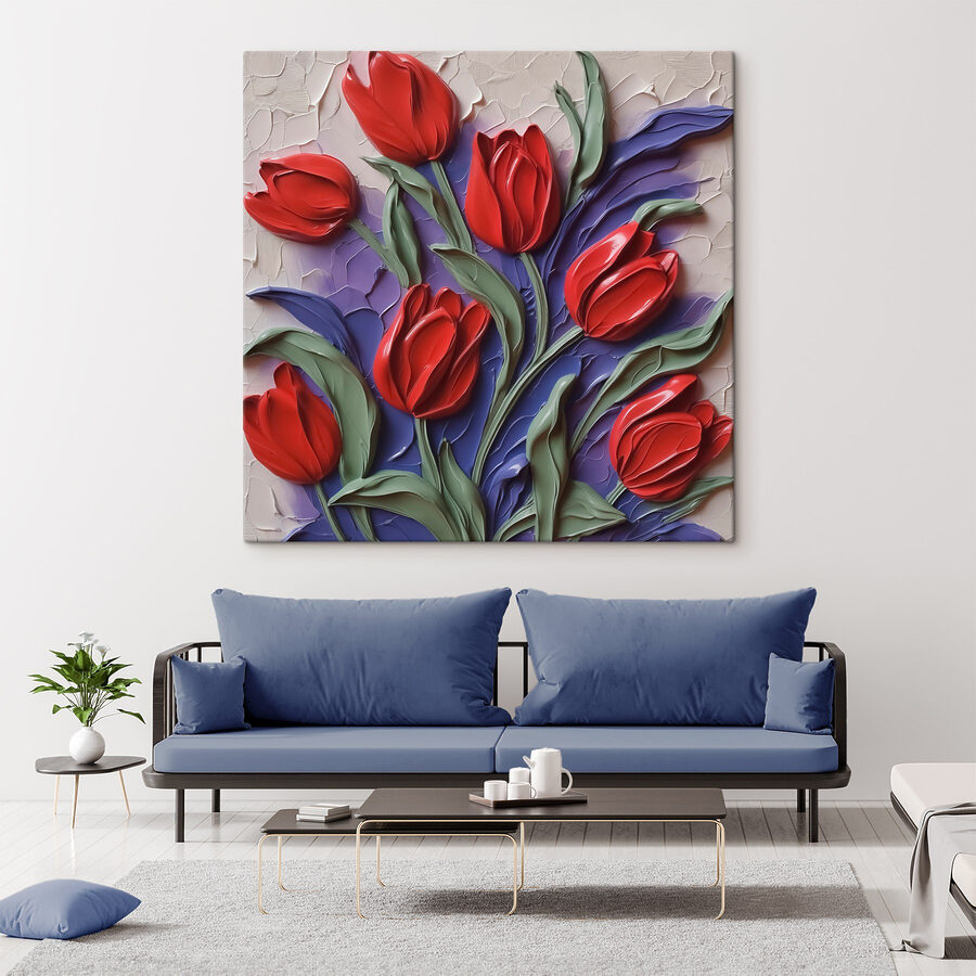 Schilderij van rode bloemen