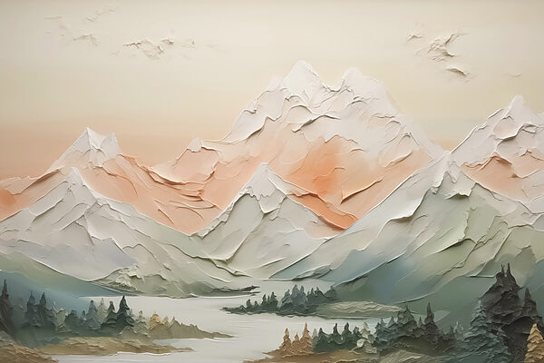 Schilderij van een bergketen Schilderij van een bergketen