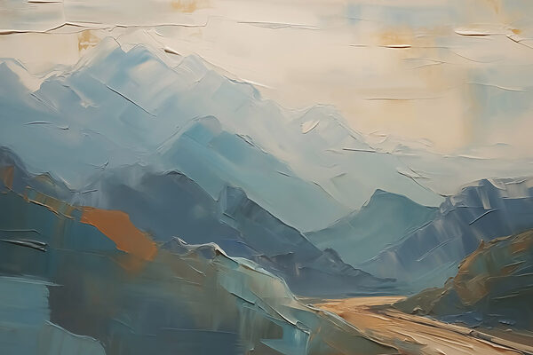 Schilderij van een bergketen Schilderij van een bergketen