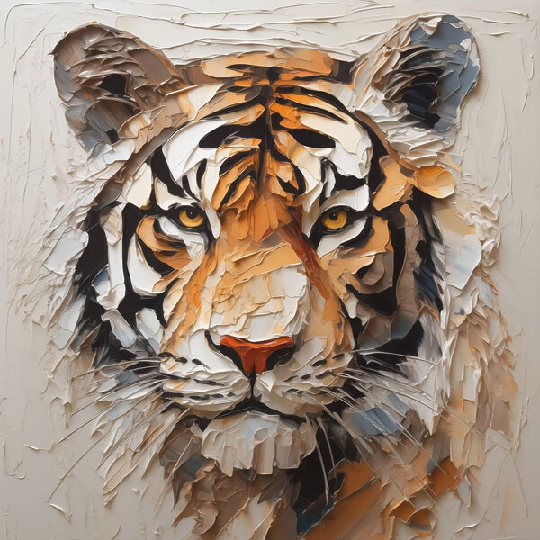 Tijger geschilderd op een wit oppervlak Tijger geschilderd op een wit oppervlak
