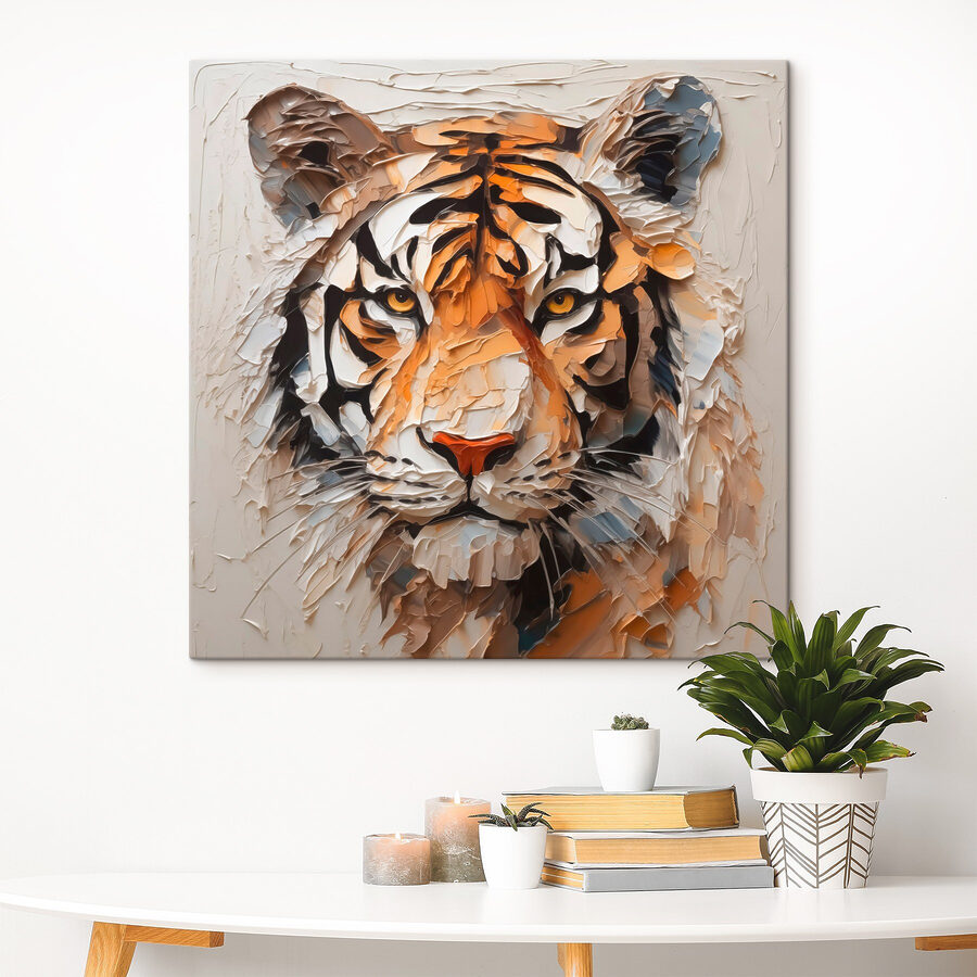 Tijger geschilderd op een wit oppervlak Tijger geschilderd op een wit oppervlak