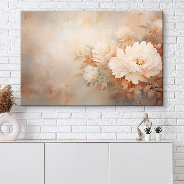 Schilderij van bloemen op een muur Schilderij van bloemen op een muur