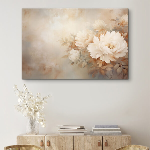 Schilderij van bloemen op een muur Schilderij van bloemen op een muur