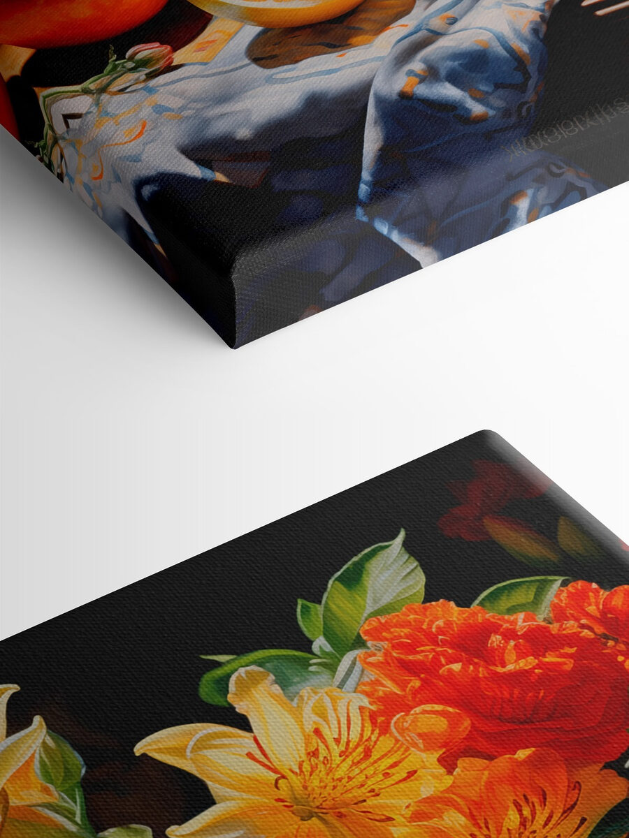 Stilleven met bloemen en fruit